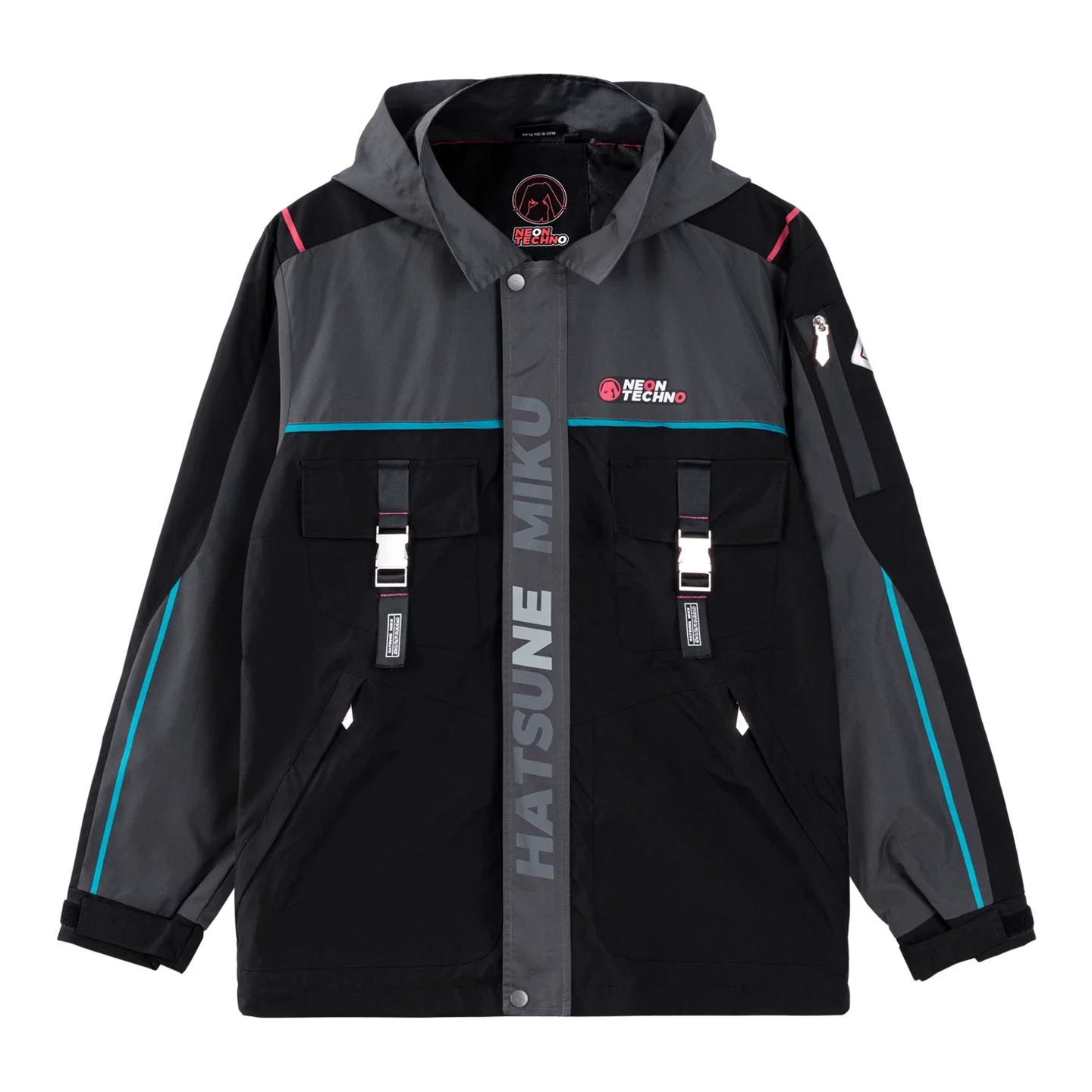 Official Hatsune Miku Neon Electronic Music Series Techwear Hooded Jacket – Casual Windbreaker Coat - Image 5